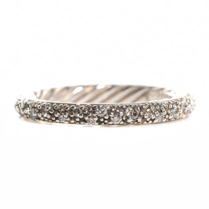 David Yurman Sterling Silver Pave Diamond Midnight Melange 3mm Band Ring 6 4 of 7