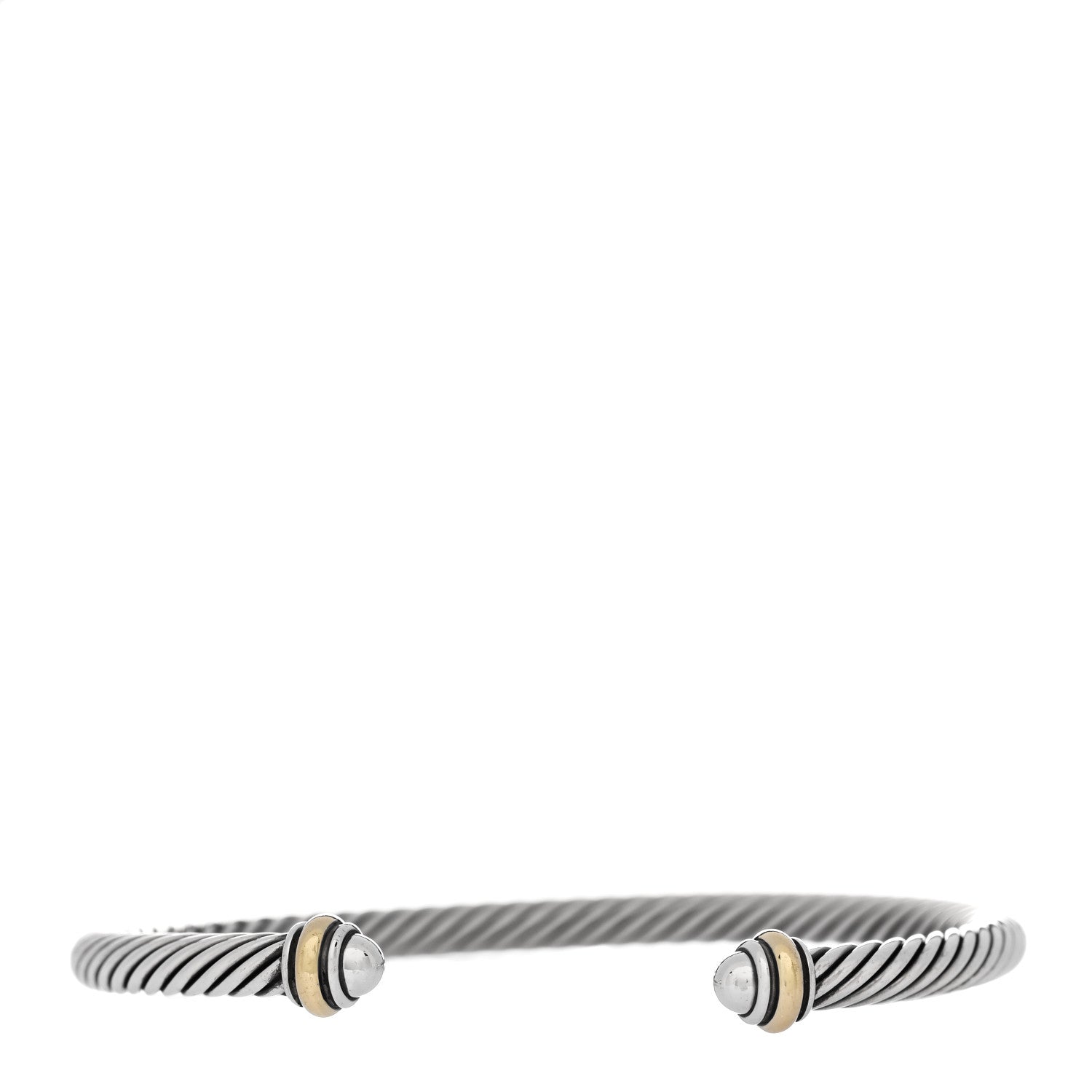 David Yurman Sterling Silver 18K Yellow Gold 4mm Cable Classics Bracelet 1 of 4