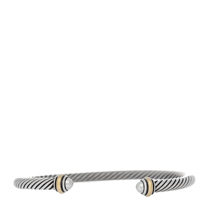 David Yurman Sterling Silver 18K Yellow Gold 4mm Cable Classics Bracelet 1 of 4