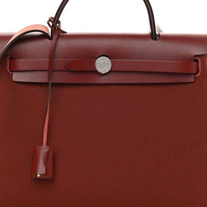 Hermes Vache Hunter Toile Herbag Zip 31 PM Rouge H 9 of 15