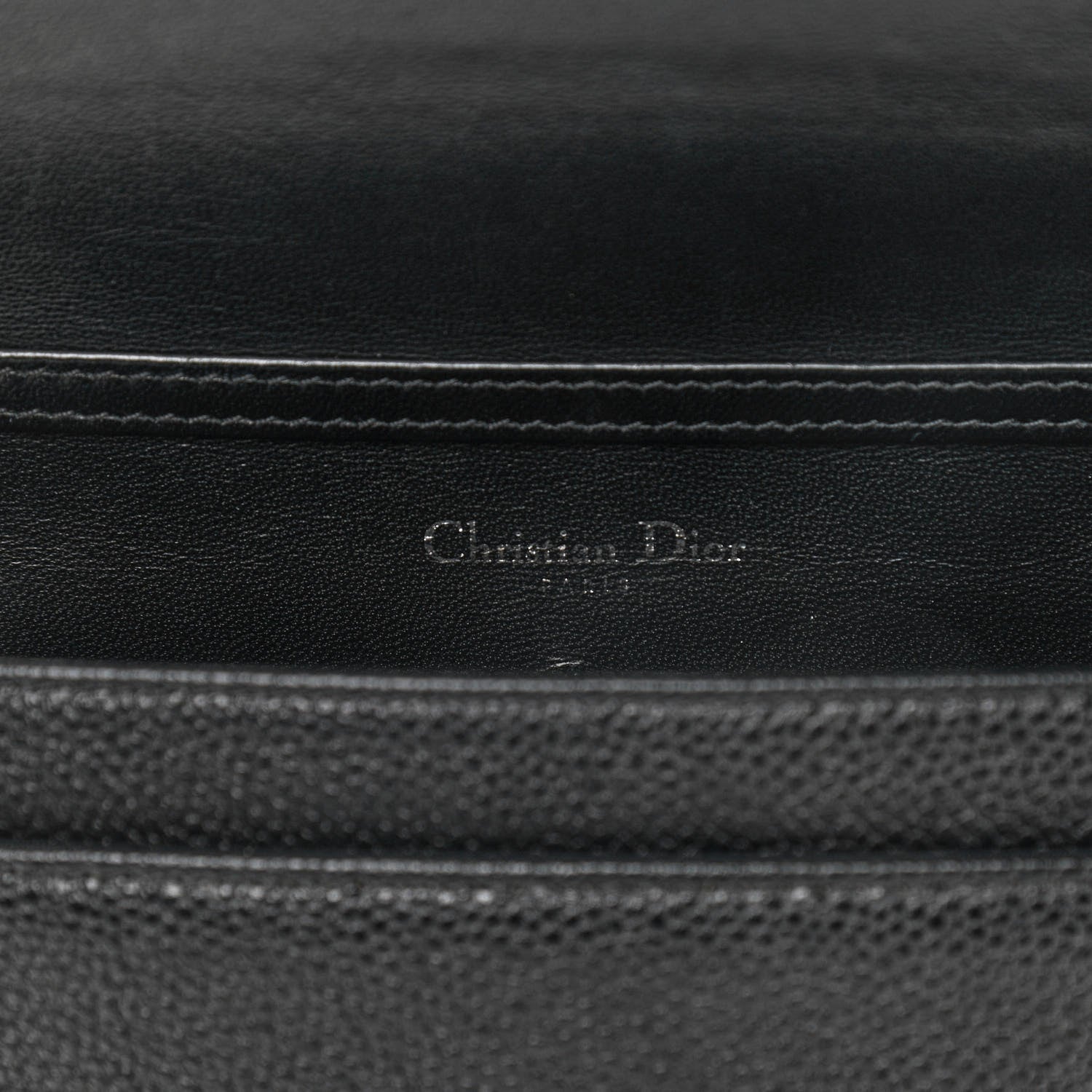 Christian Dior Grained Calfskin Diorama Wallet on Chain Pouch Black 5 of 13