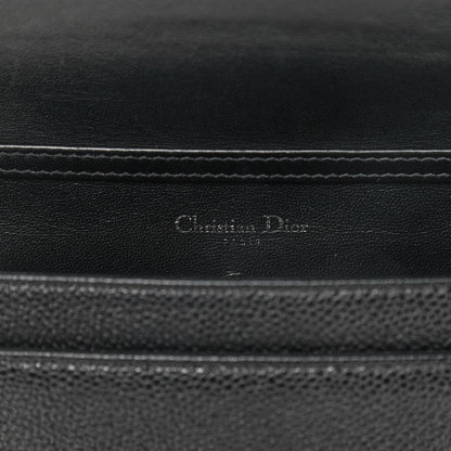Christian Dior Grained Calfskin Diorama Wallet on Chain Pouch Black 5 of 13