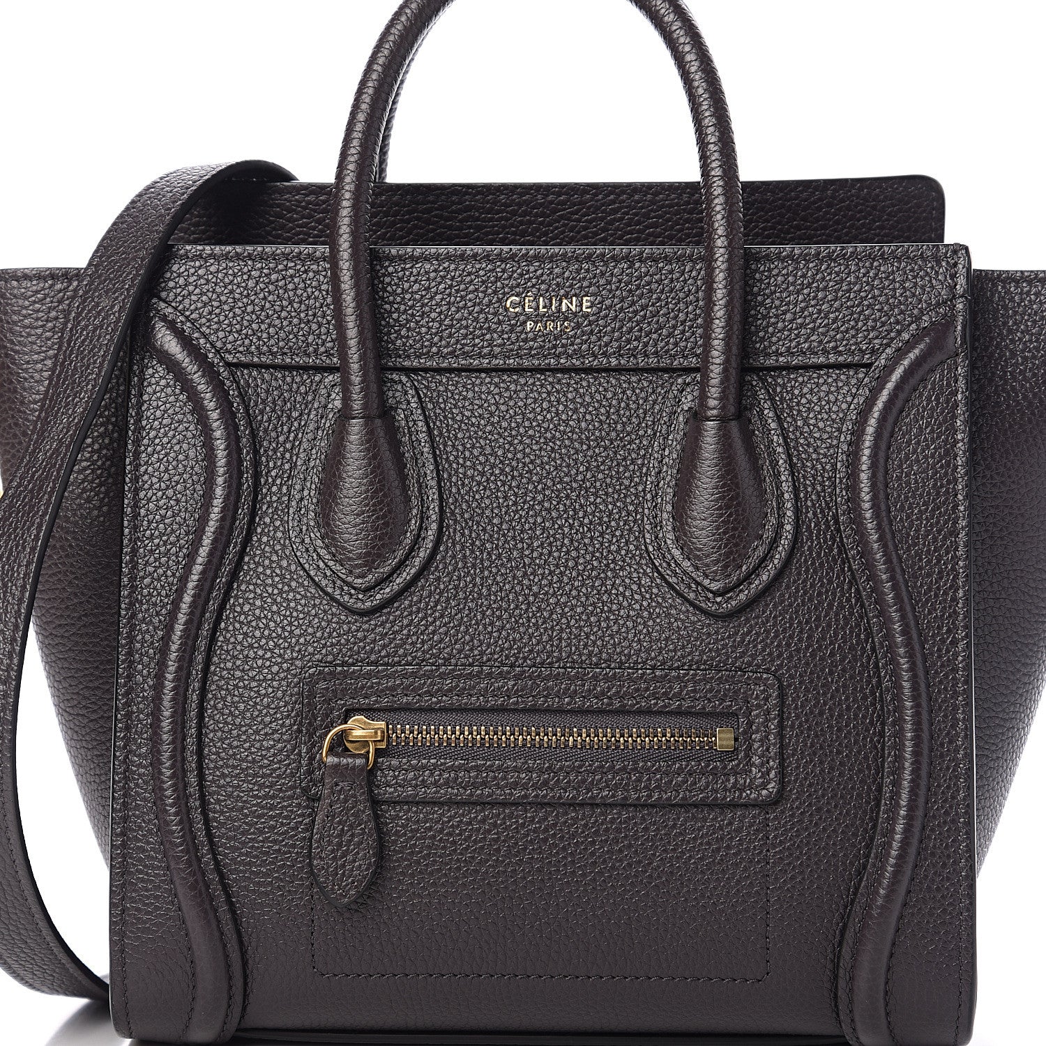 Celine Drummed Calfskin Nano Luggage Liquorice 6 of 8