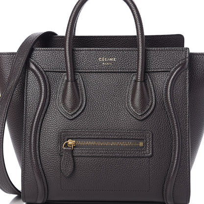 Celine Drummed Calfskin Nano Luggage Liquorice 6 of 8