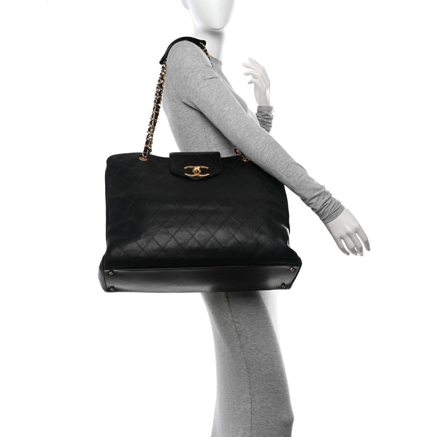 Calfskin Stitched XL Weekender Black