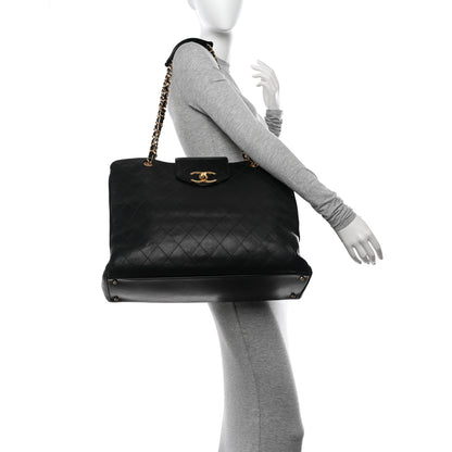 Chanel Calfskin Stitched XL Weekender Black 2 of 15