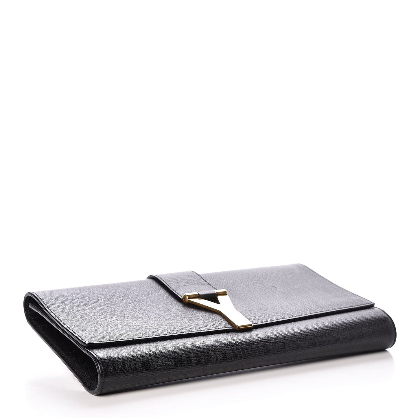Textured Calfskin Classic Y Ligne Clutch Black