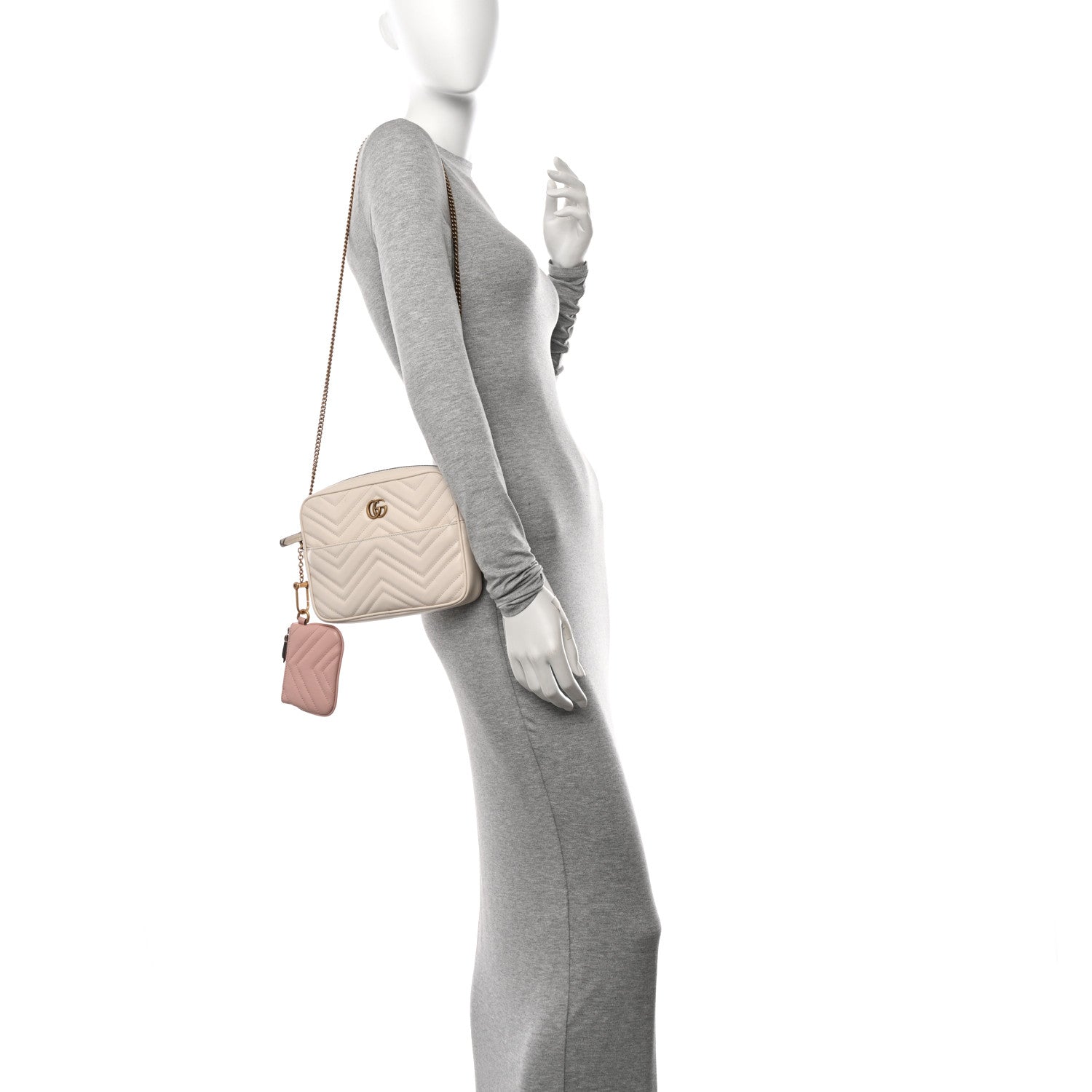 Gucci Calfskin Matelasse GG Marmont Multi-Use Mini Bag 85 34 Black Perfect Pink Mystic White 2 of 14
