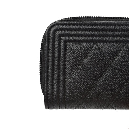 Chanel Caviar Quilted Boy Zip Around Coin Purse Wallet Black 8 of 10