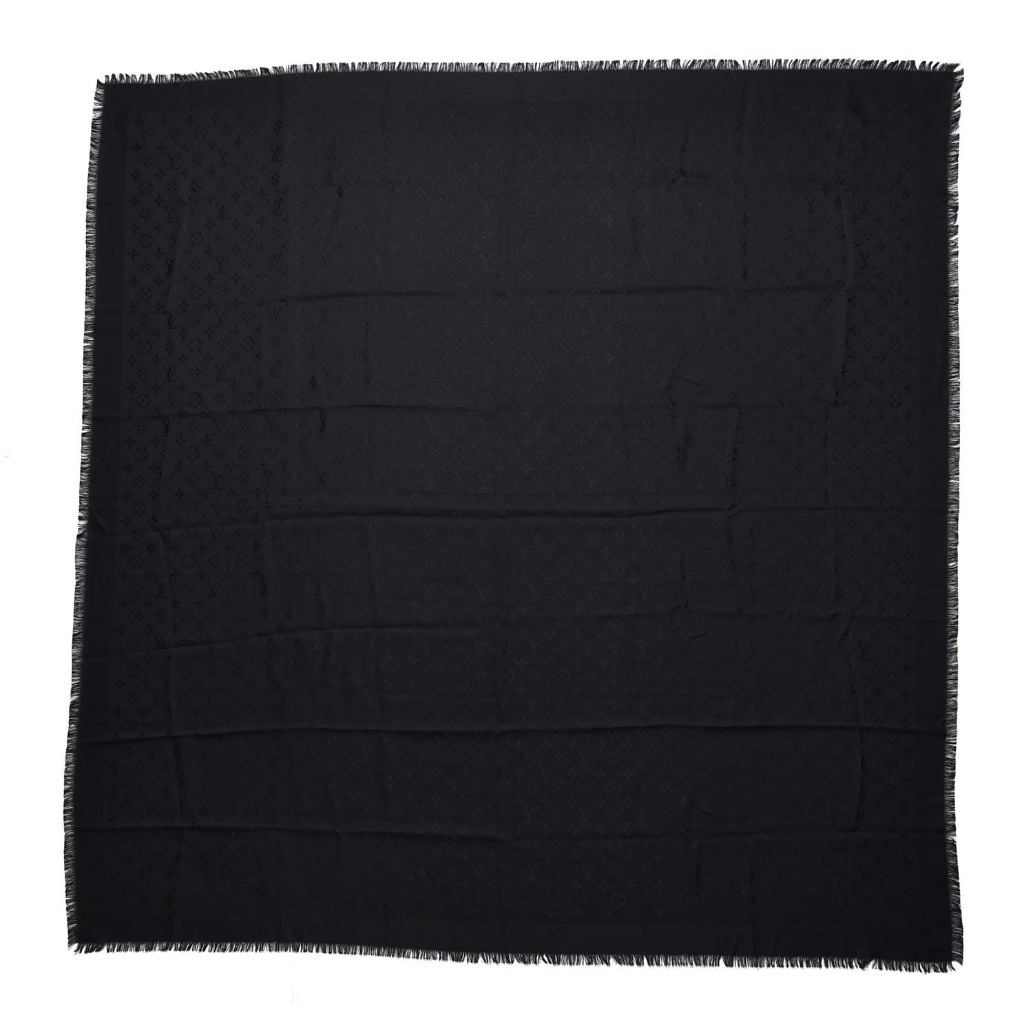 Louis Vuitton Silk Wool Monogram Shawl Black 1 of 4
