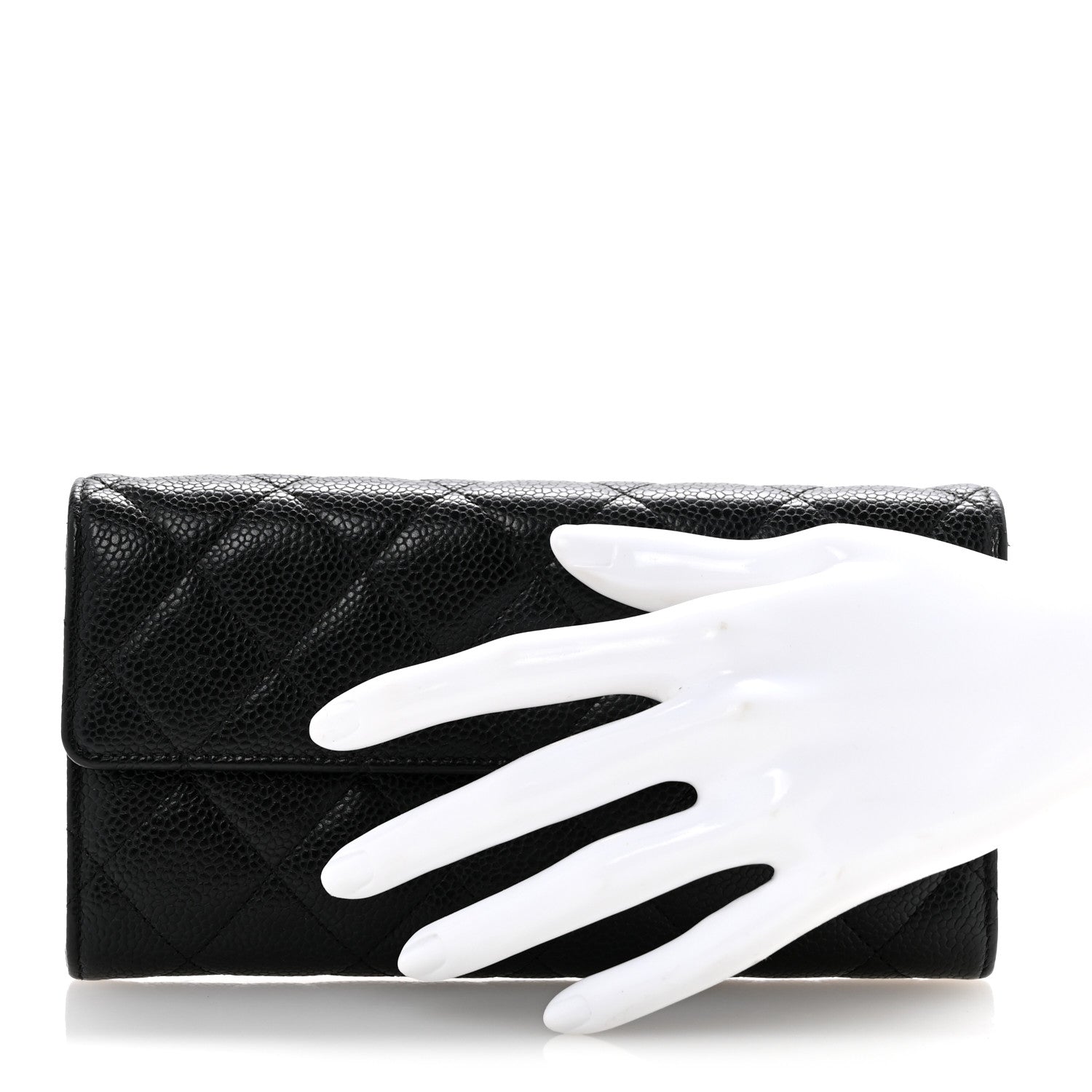 Chanel Caviar Quilted Large Gusset Flap Wallet Black 2 of 10