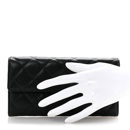 Chanel Caviar Quilted Large Gusset Flap Wallet Black 2 of 10