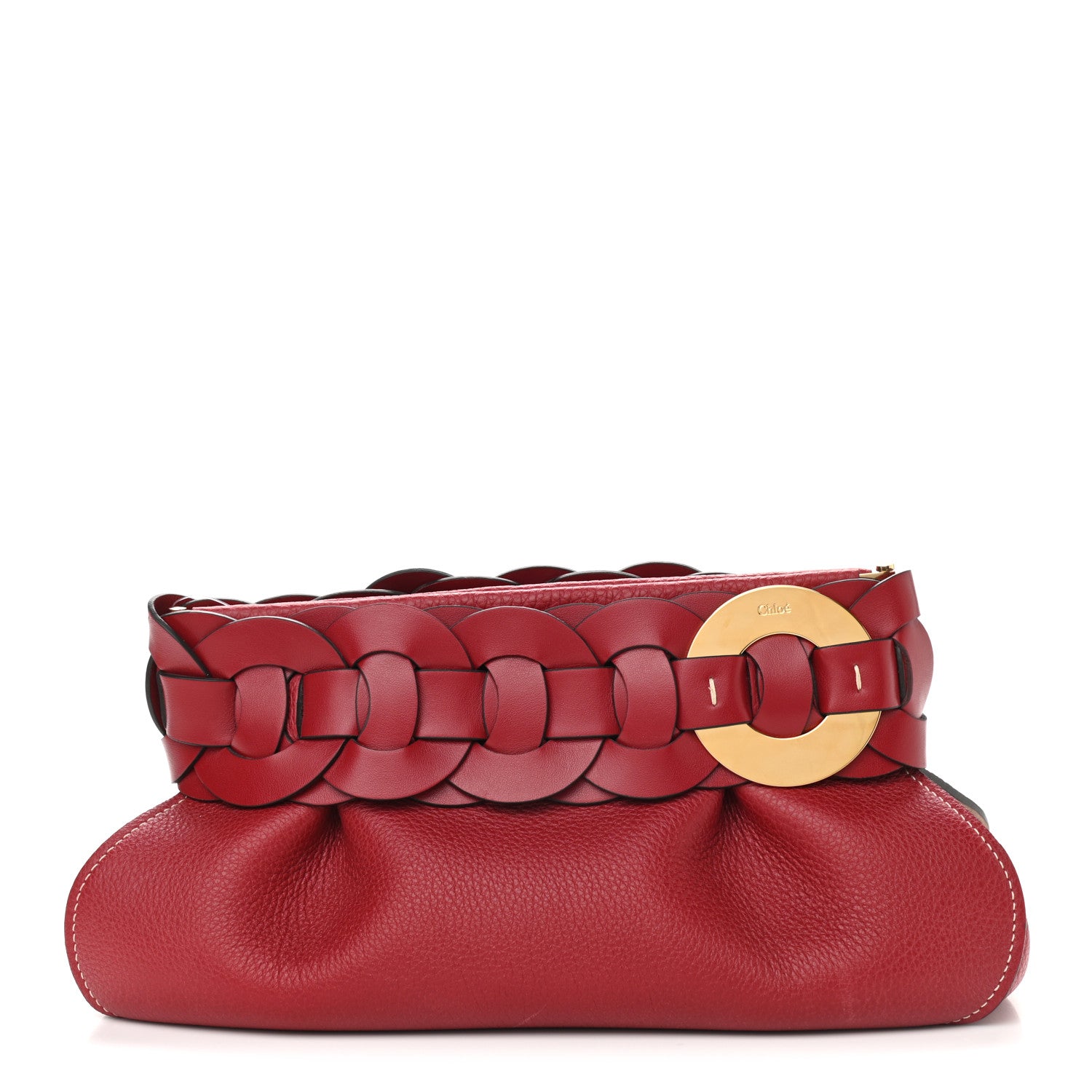 Chloe Grained Calfskin Darryl Clutch Red 1 of 9