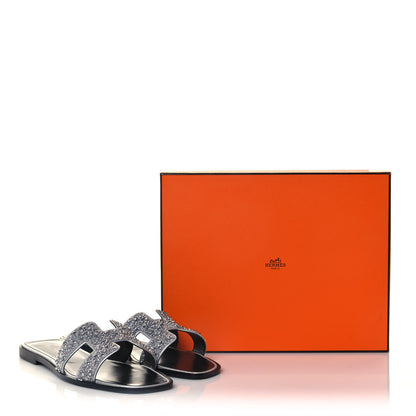 Hermes Velvet Goatskin Crystal Beads Oran Sandals 39.5 Gris Argente 11 of 11