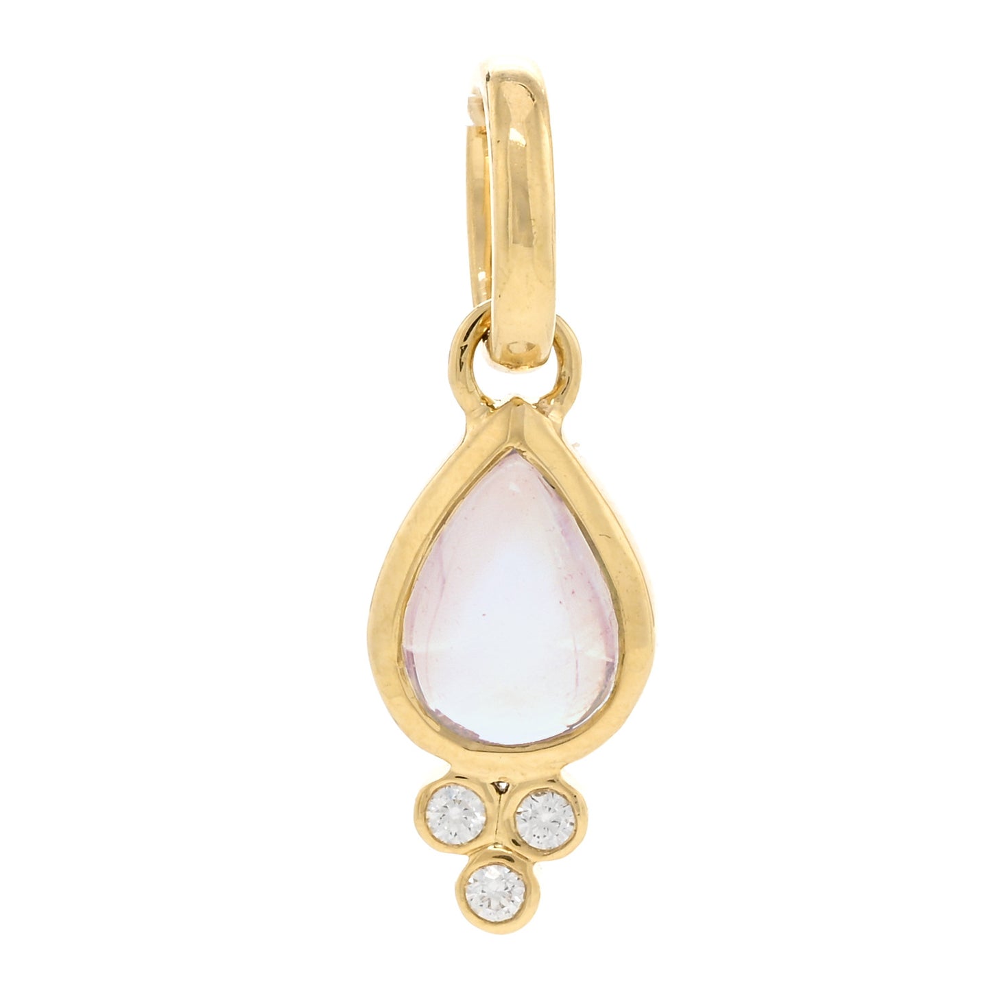 18K Yellow Gold Diamond Blue Moonstone Piccolo Pear Drop Pendant