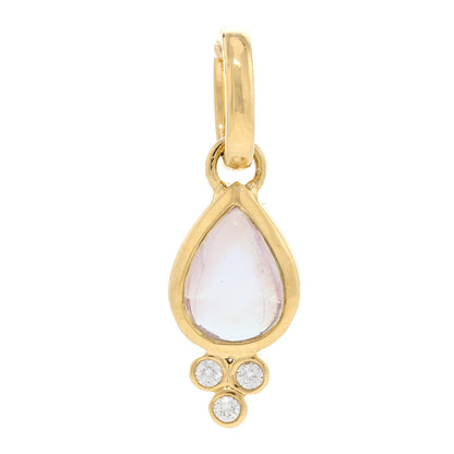 Temple St. Clair 18K Yellow Gold Diamond Blue Moonstone Piccolo Pear Drop Pendant 1 of 3