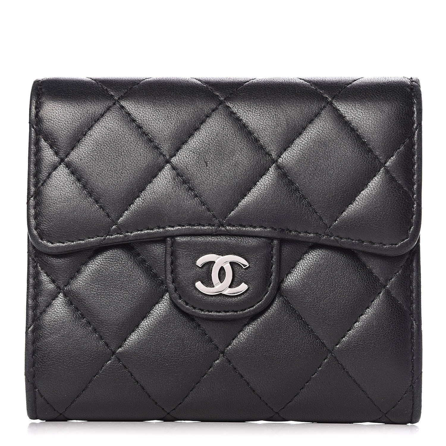 Chanel Lambskin Quilted Small Compact Wallet Black 1 of 8