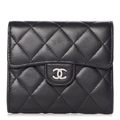 Chanel Lambskin Quilted Small Compact Wallet Black 1 of 8