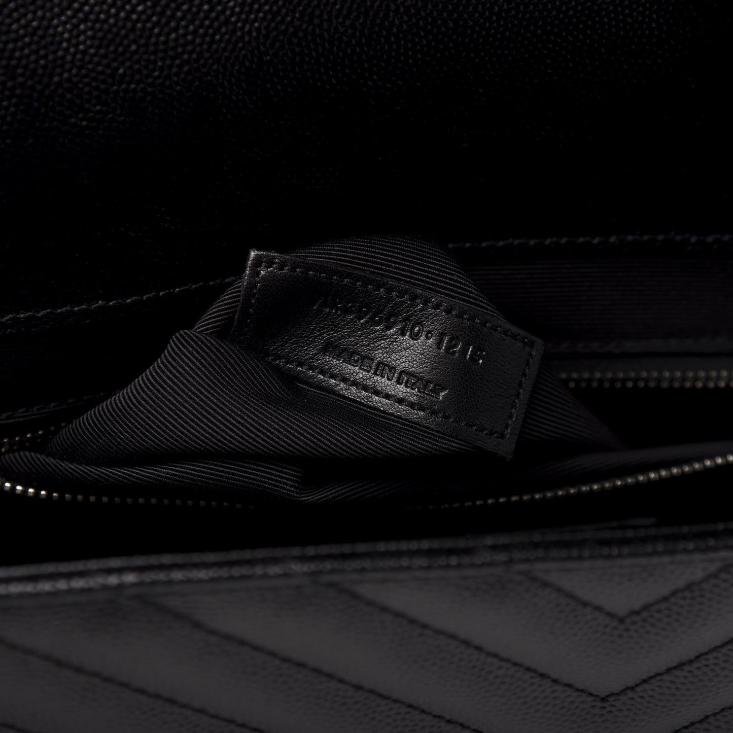 Grain De Poudre Matelasse Chevron Large Monogram Satchel Black
