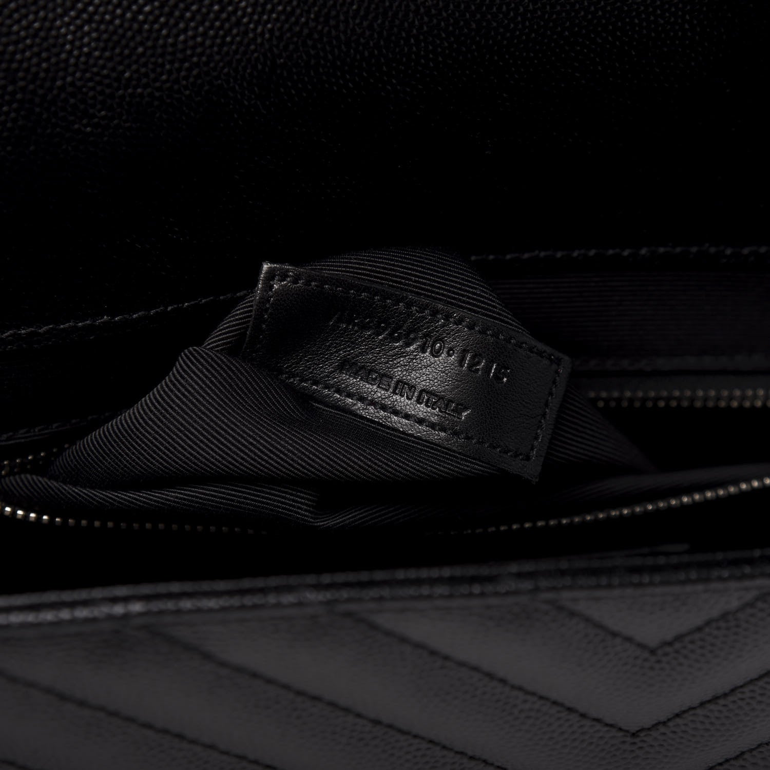 Saint Laurent Grain De Poudre Matelasse Chevron Large Monogram Satchel Black 10 of 11