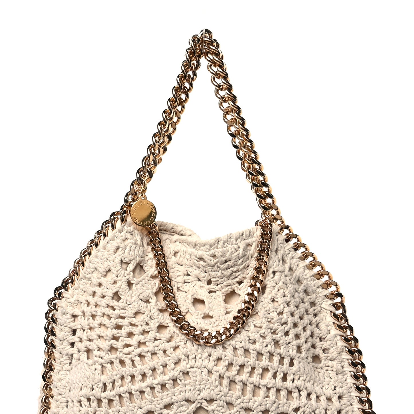 Cotton Crochet Falabella Ajouree Tote Bag White