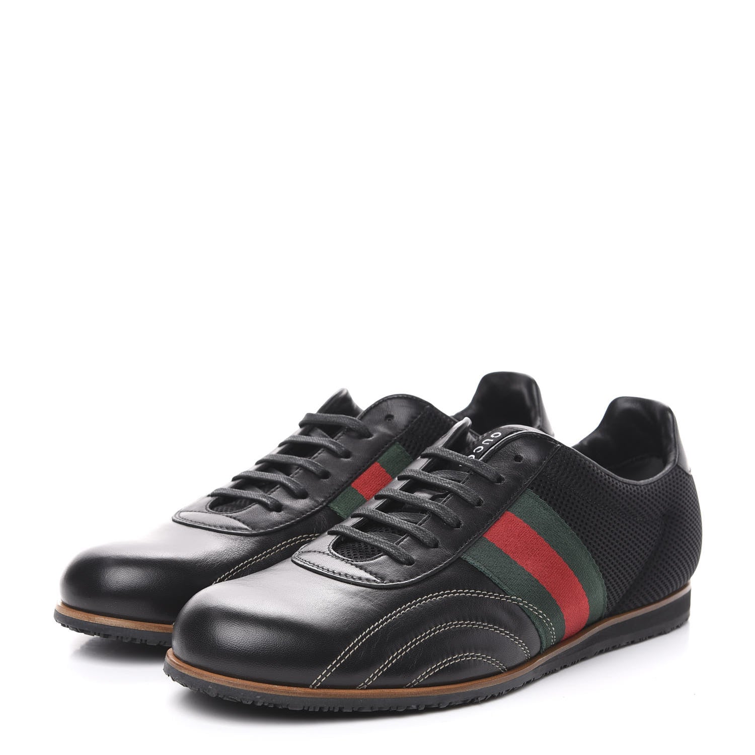 Gucci Calfskin Mens Web Sneakers 9 Black 3 of 9