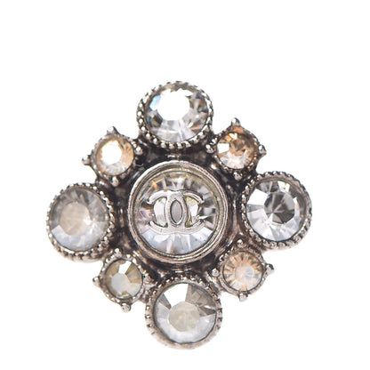 Chanel Crystal CC Flower Earrings Silver 5 of 8