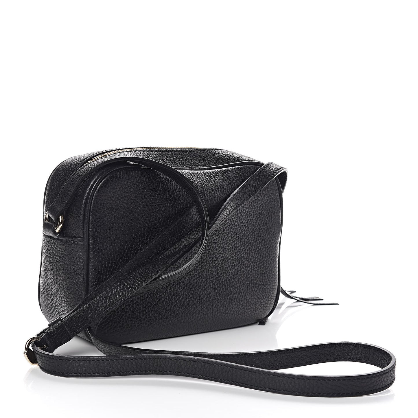 Pebbled Calfskin Small Soho Disco Bag Black