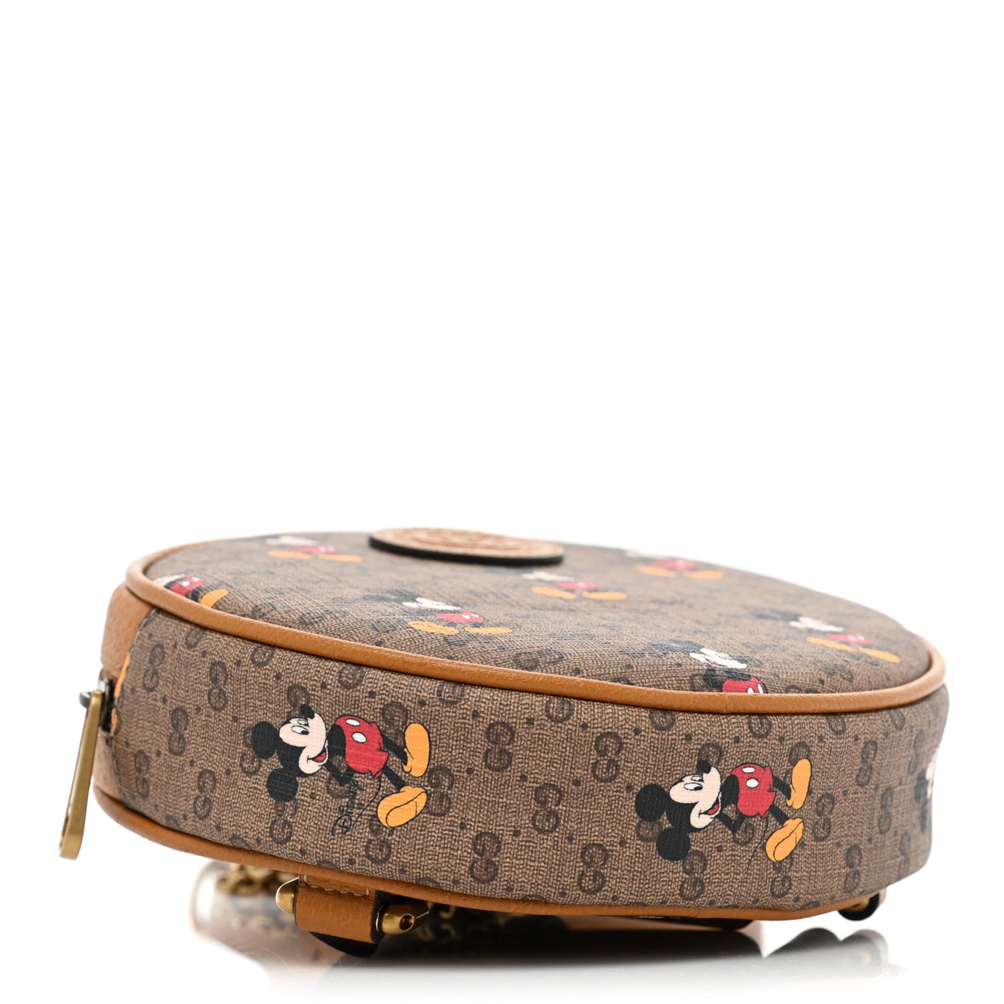 X DISNEY Mini Vintage GG Supreme Monogram Mickey Mouse Round Backpack Beige Vintage Sun Oil