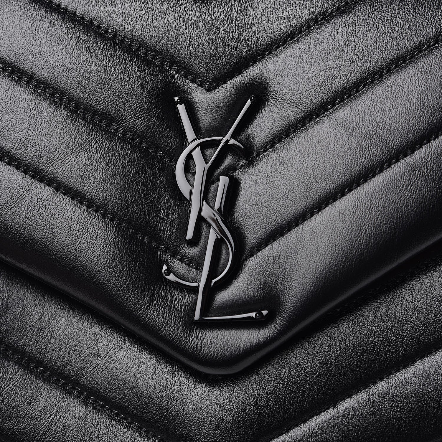 Saint Laurent Calfskin Y Quilted Monogram Medium Loulou Chain Satchel Black 11 of 12