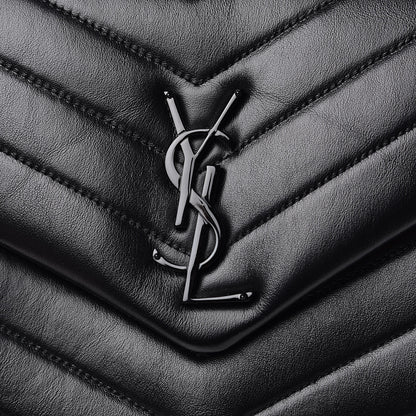 Saint Laurent Calfskin Y Quilted Monogram Medium Loulou Chain Satchel Black 11 of 12