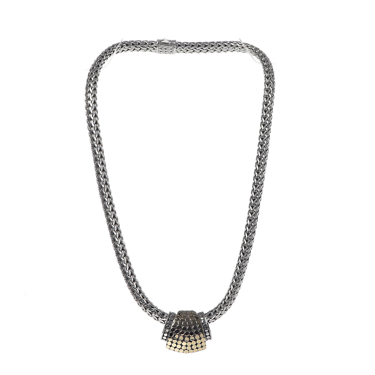 Sterling Silver 18K Yellow Gold Dot Slide Pendant Necklace