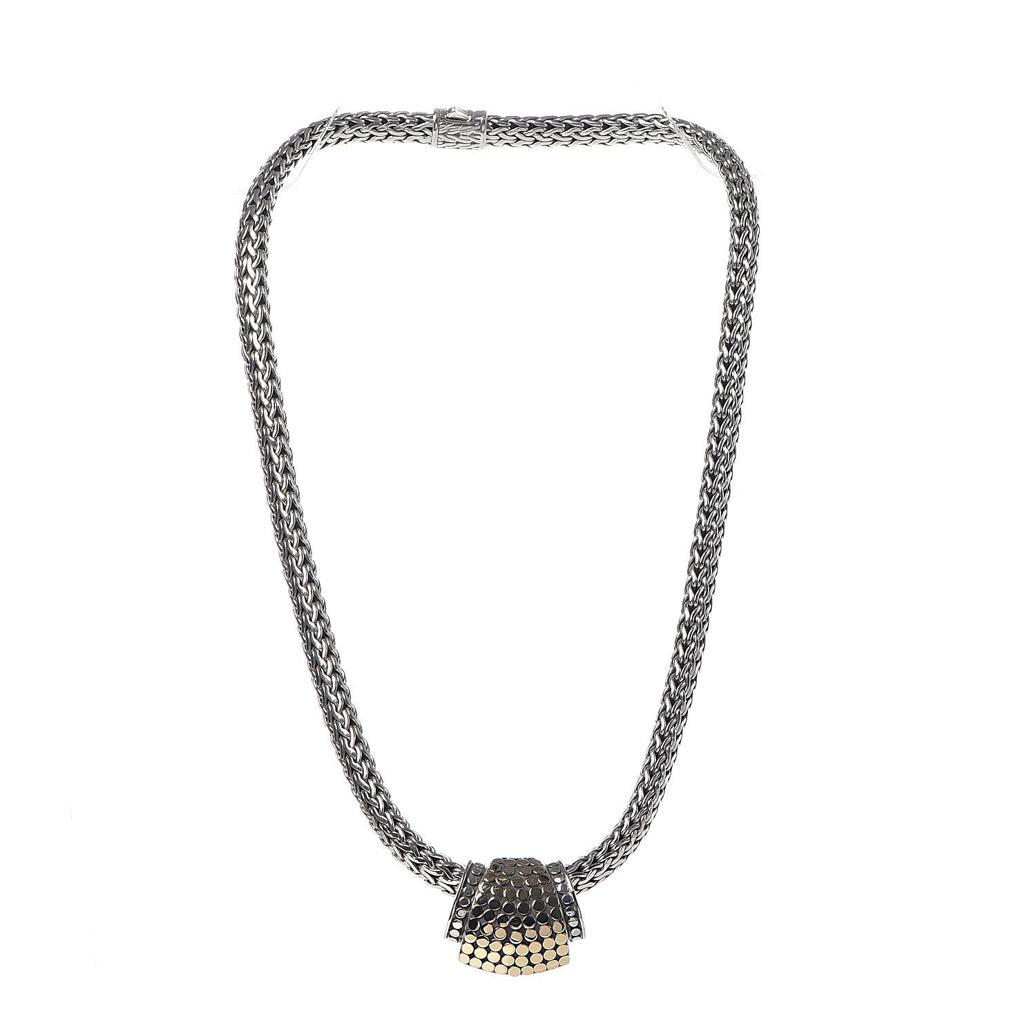 John Hardy Sterling Silver 18K Yellow Gold Dot Slide Pendant Necklace 3 of 6