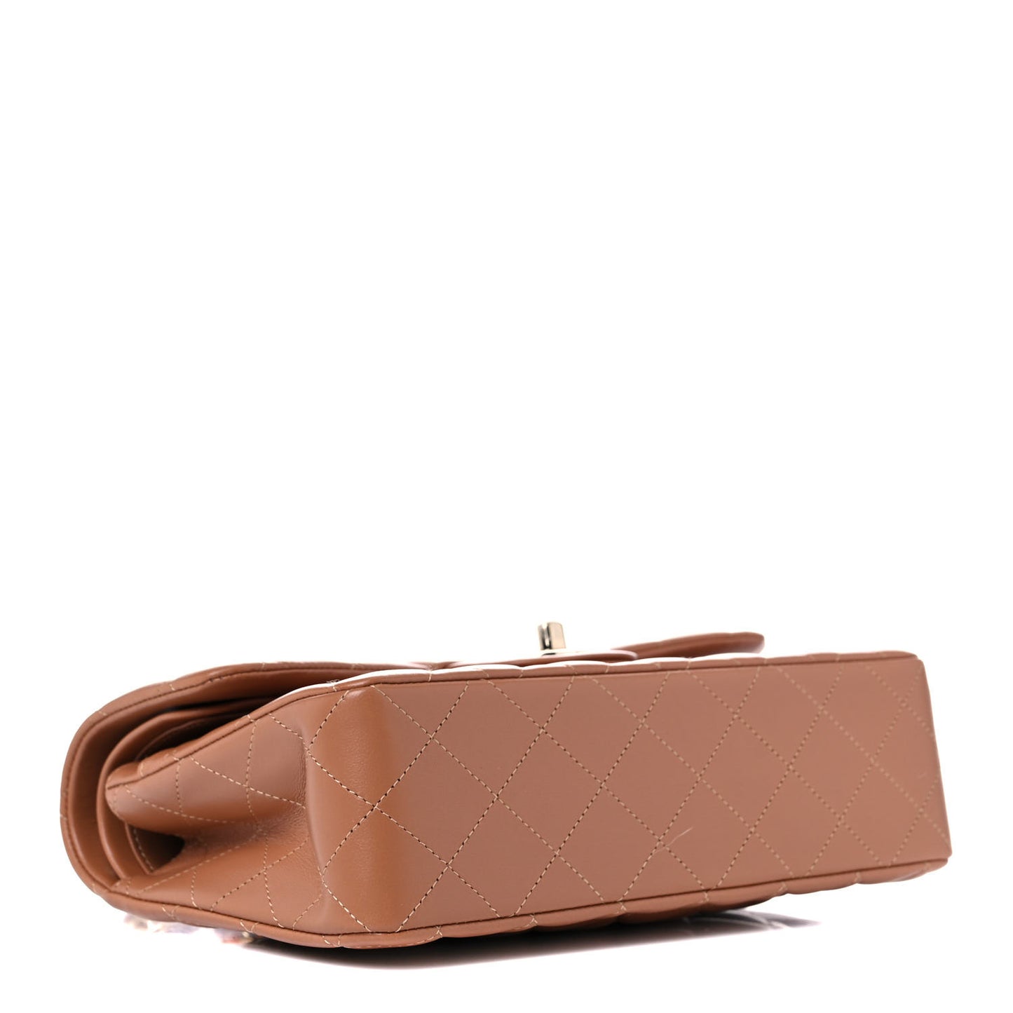 Lambskin Quilted Small Double Flap Brown