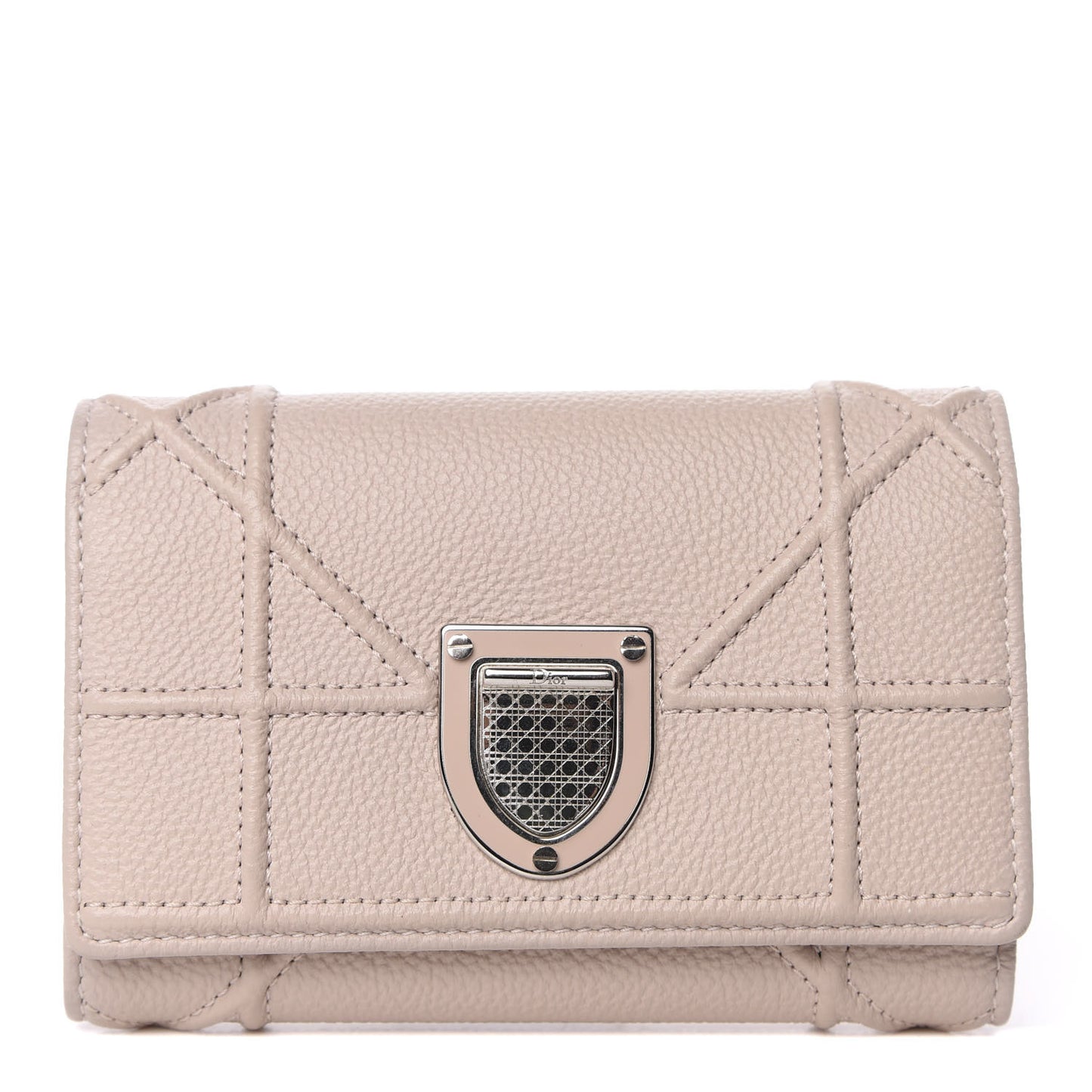 Grained Calfskin Cannage Diorama Elancee Wallet Rose Poudre