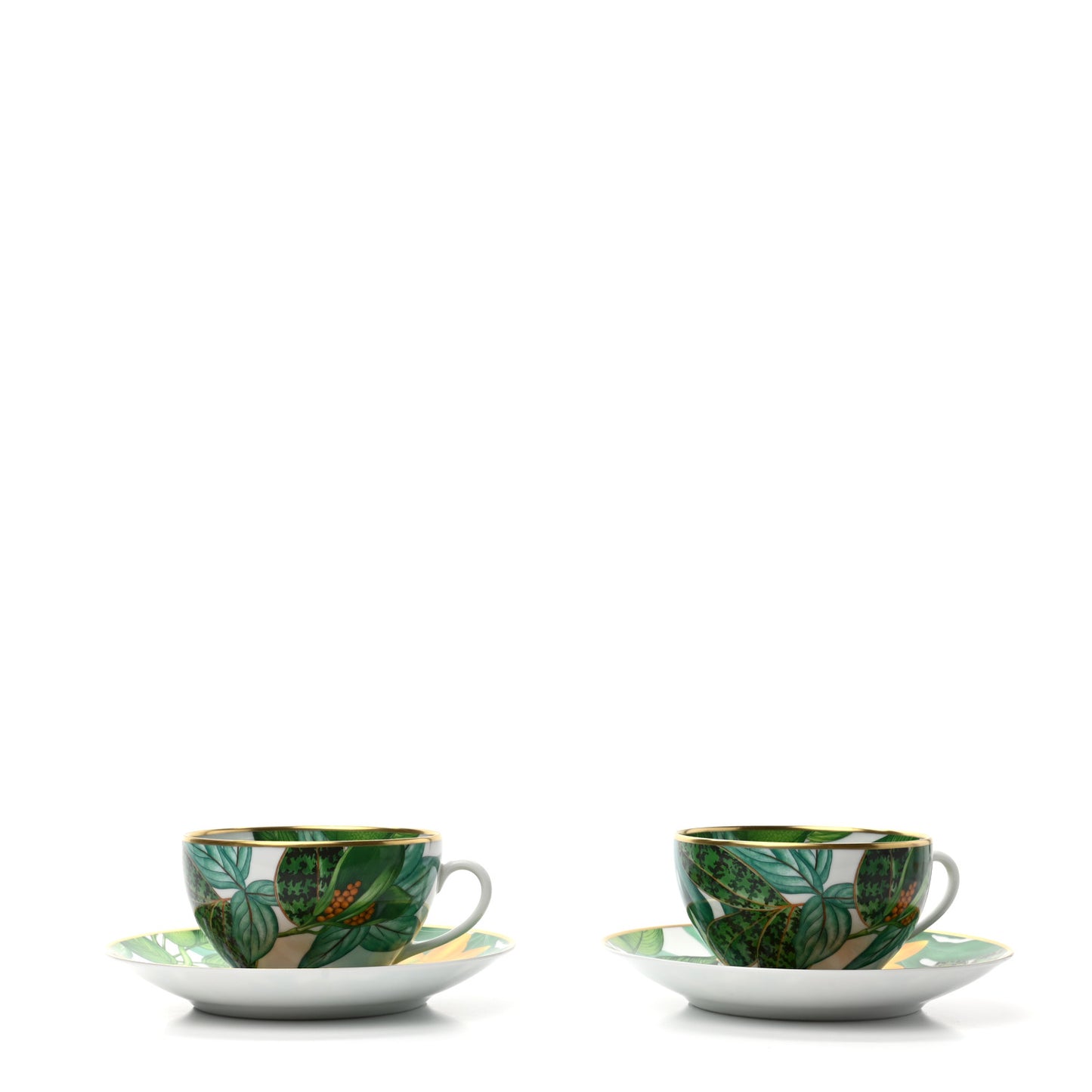Porcelain Passifolia Tea Cup And Saucer Set Of 2