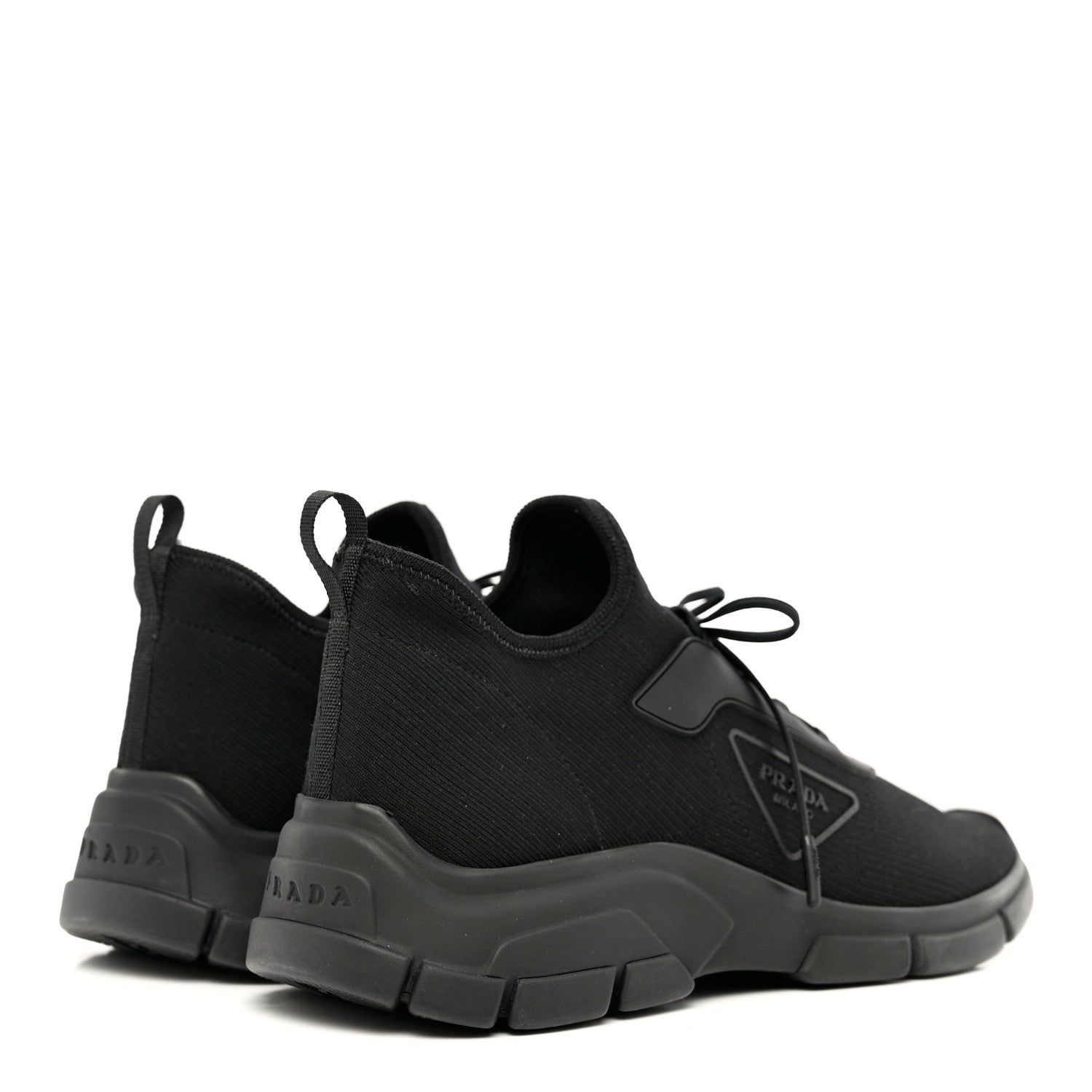 Prada Knit Fabric Logo Mens Running Sneakers 8 Black 4 of 10
