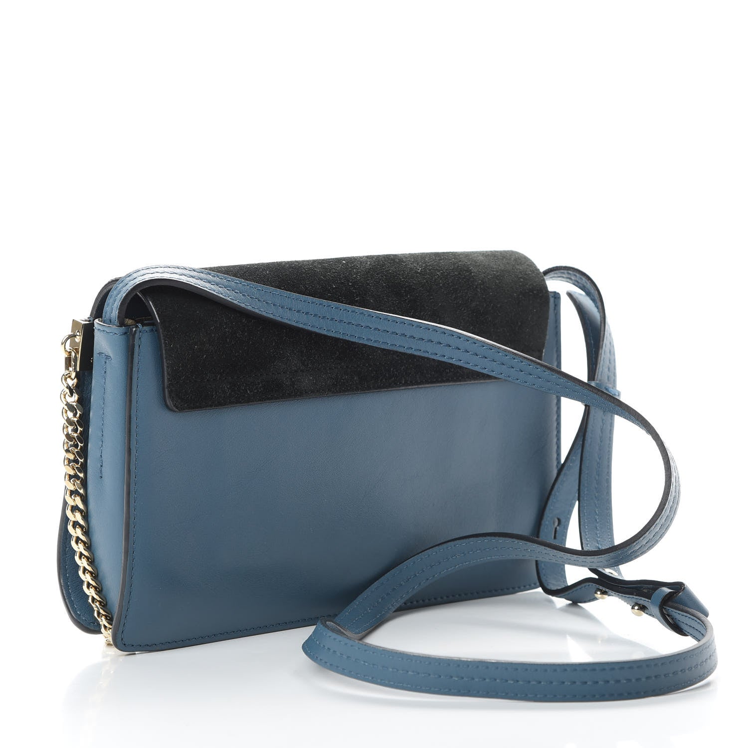 Chloe Suede Calfskin Small Faye Shoulder Bag Summer Blue Intense Green 3 of 12