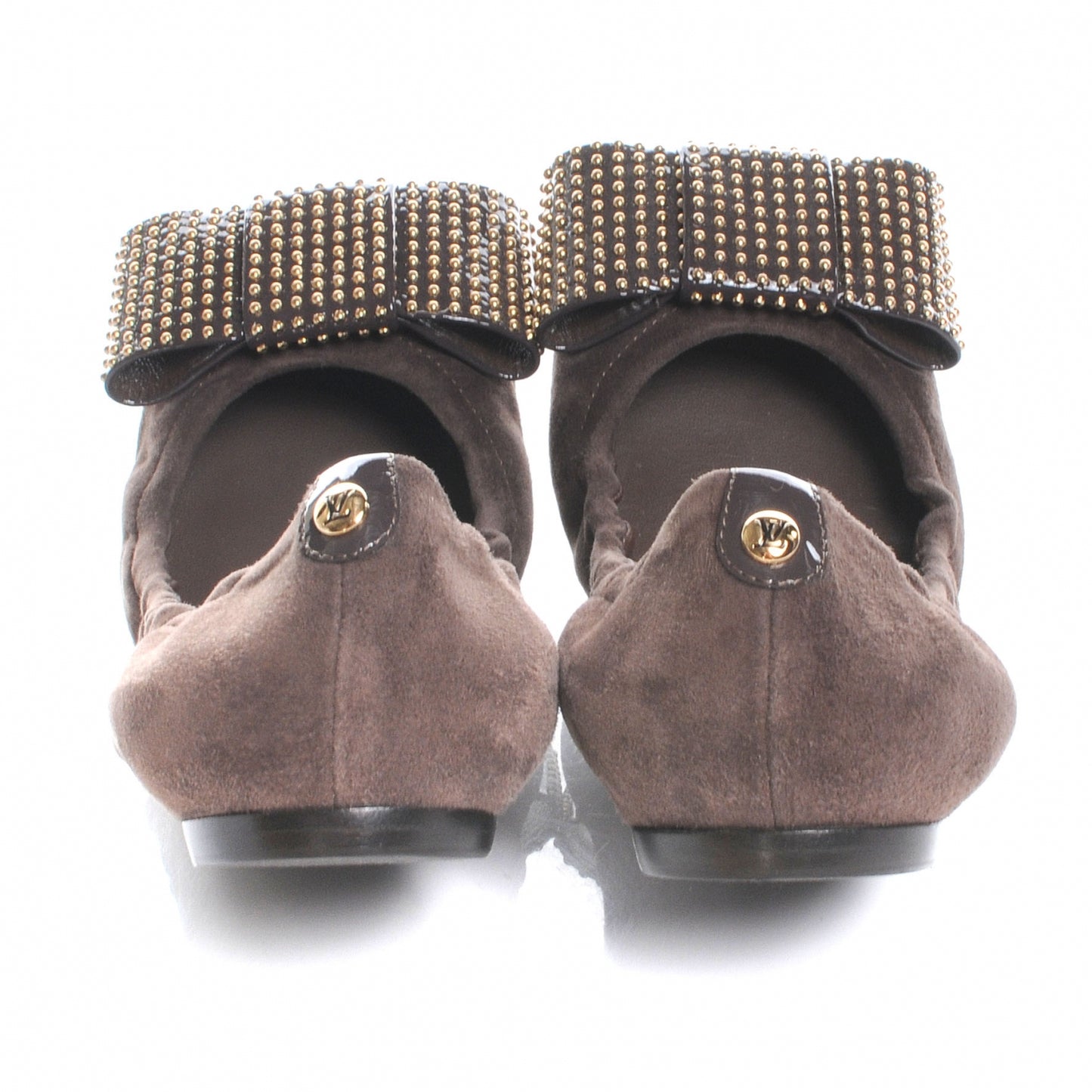 Suede Mimi Bow Ballerina Flats Brown 37