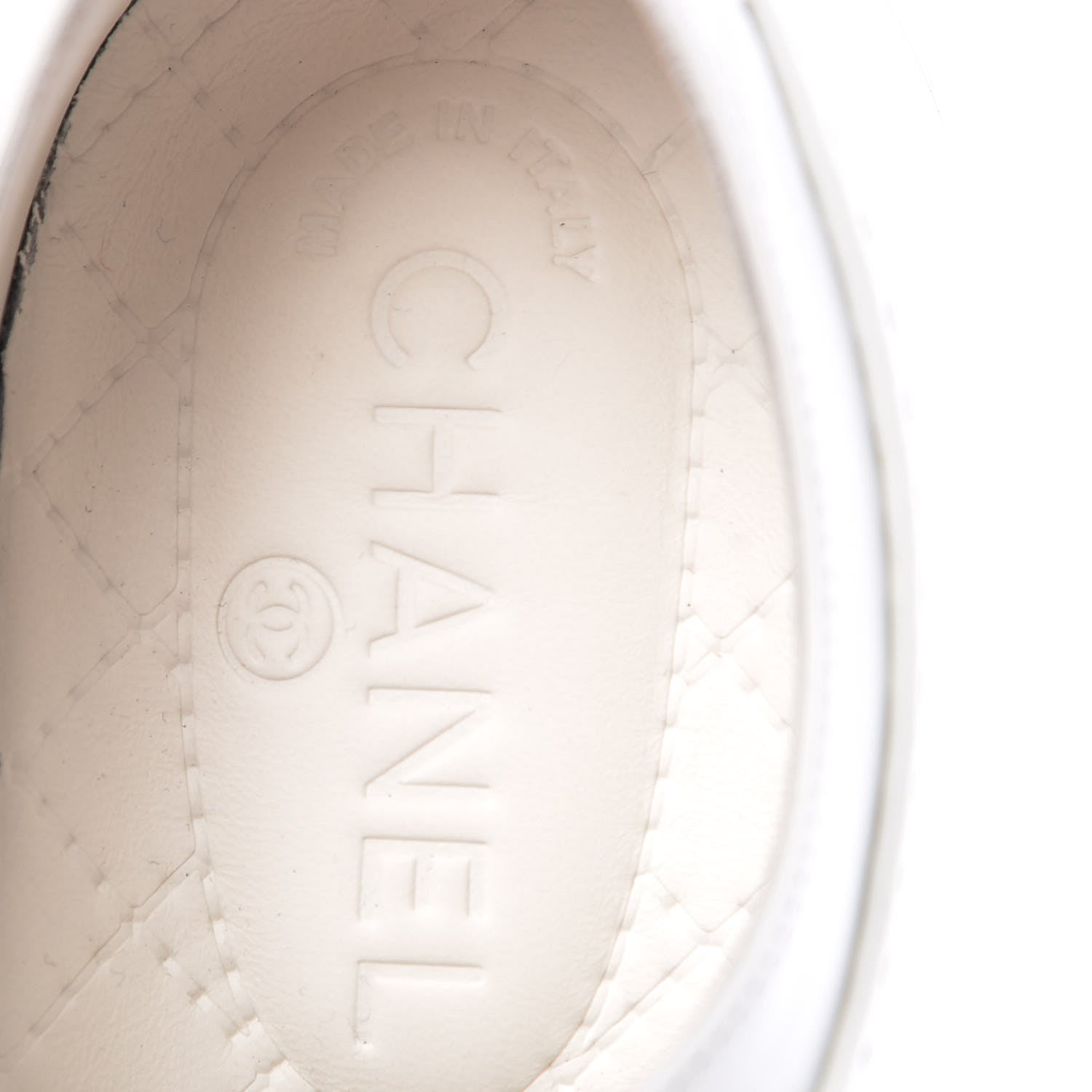 Chanel Calfskin Gum Womens CC Sneakers 38 White 8 of 10