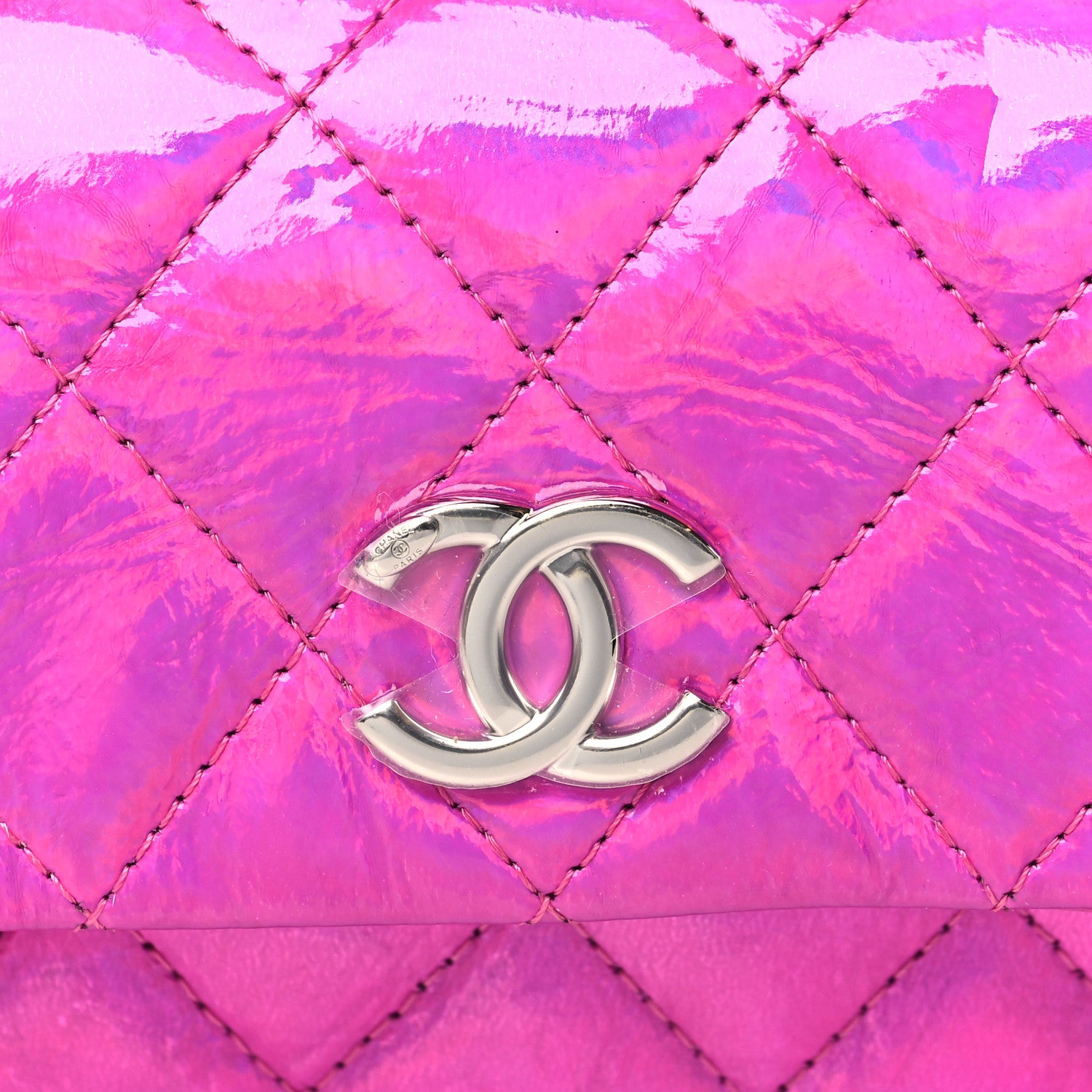Chanel Patent Lambskin Quilted CC Hook Card Holder Pink 9 of 11
