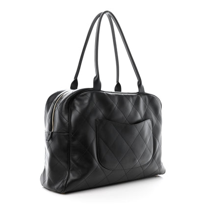 Chanel Calfskin Stitched Maxi Logo Bowling Bag Black 3 of 10