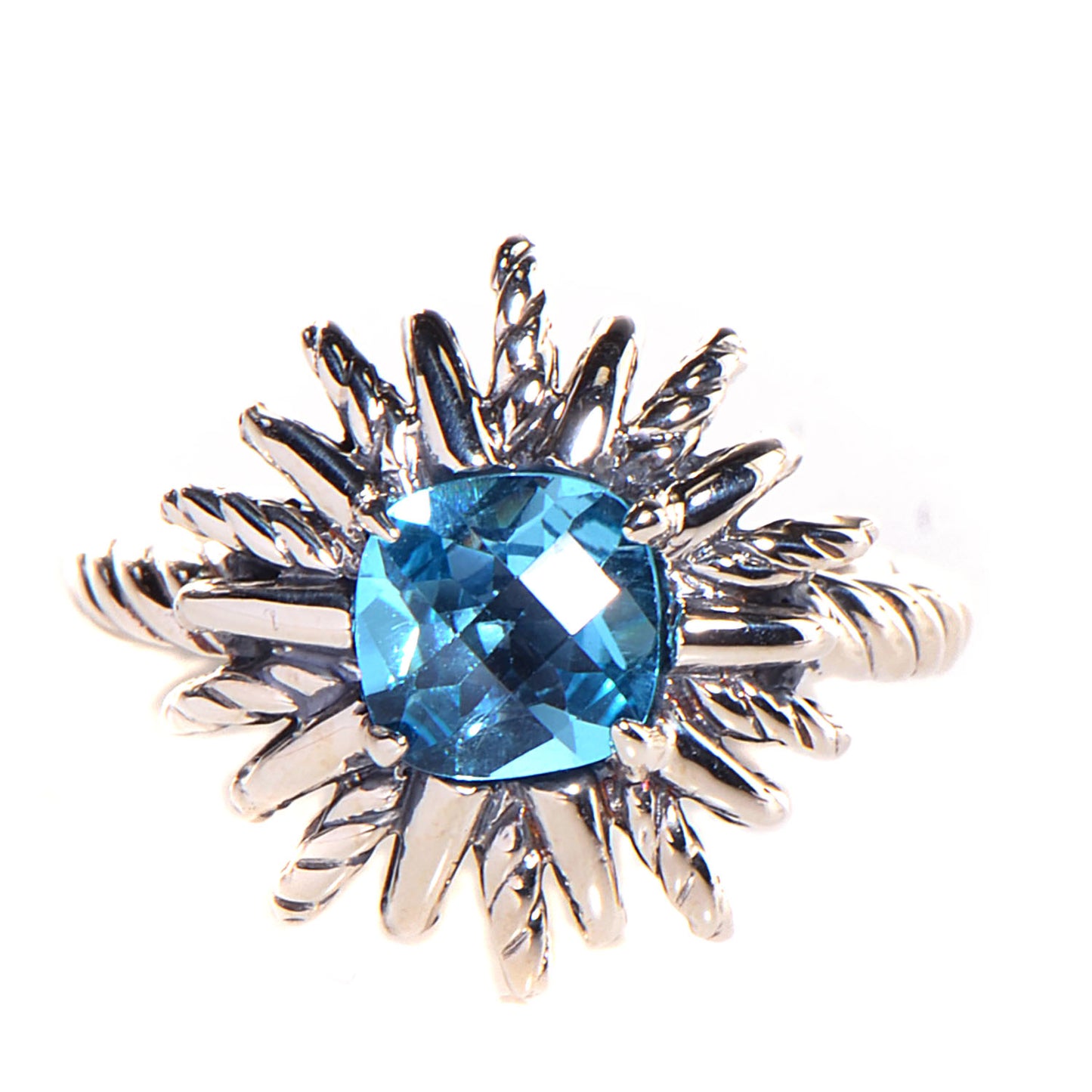 Sterling Silver Blue Topaz Starburst Ring 7