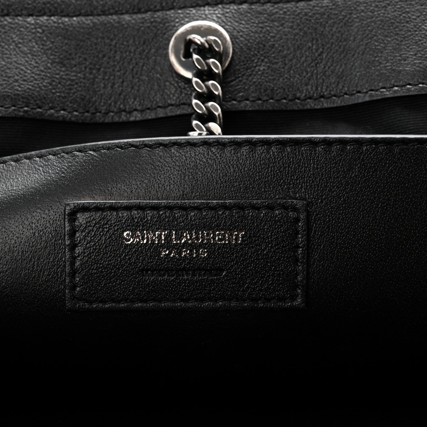 Saint Laurent Pebbled Lambskin Chevron Monogram Small Nolita Black 6 of 10