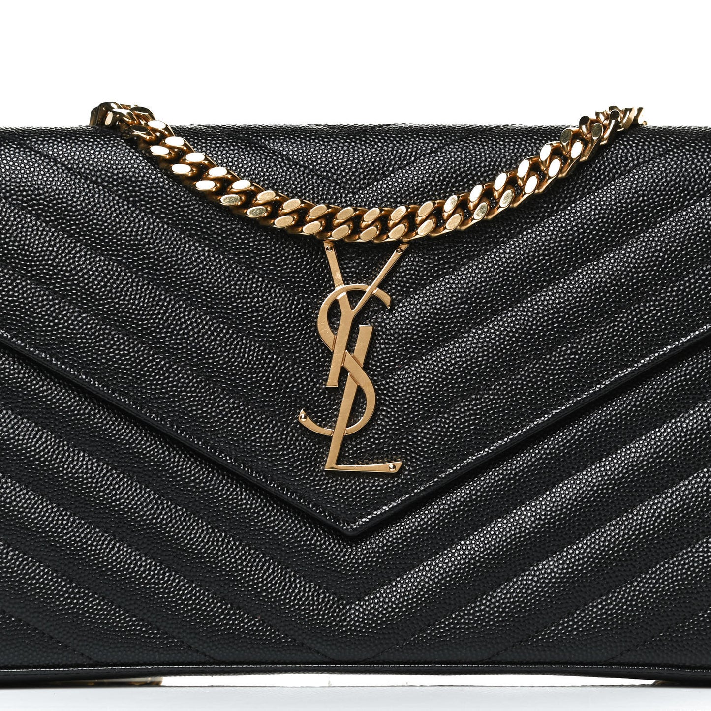 Grain De Poudre Matelasse Chevron Monogram Chain Wallet Black