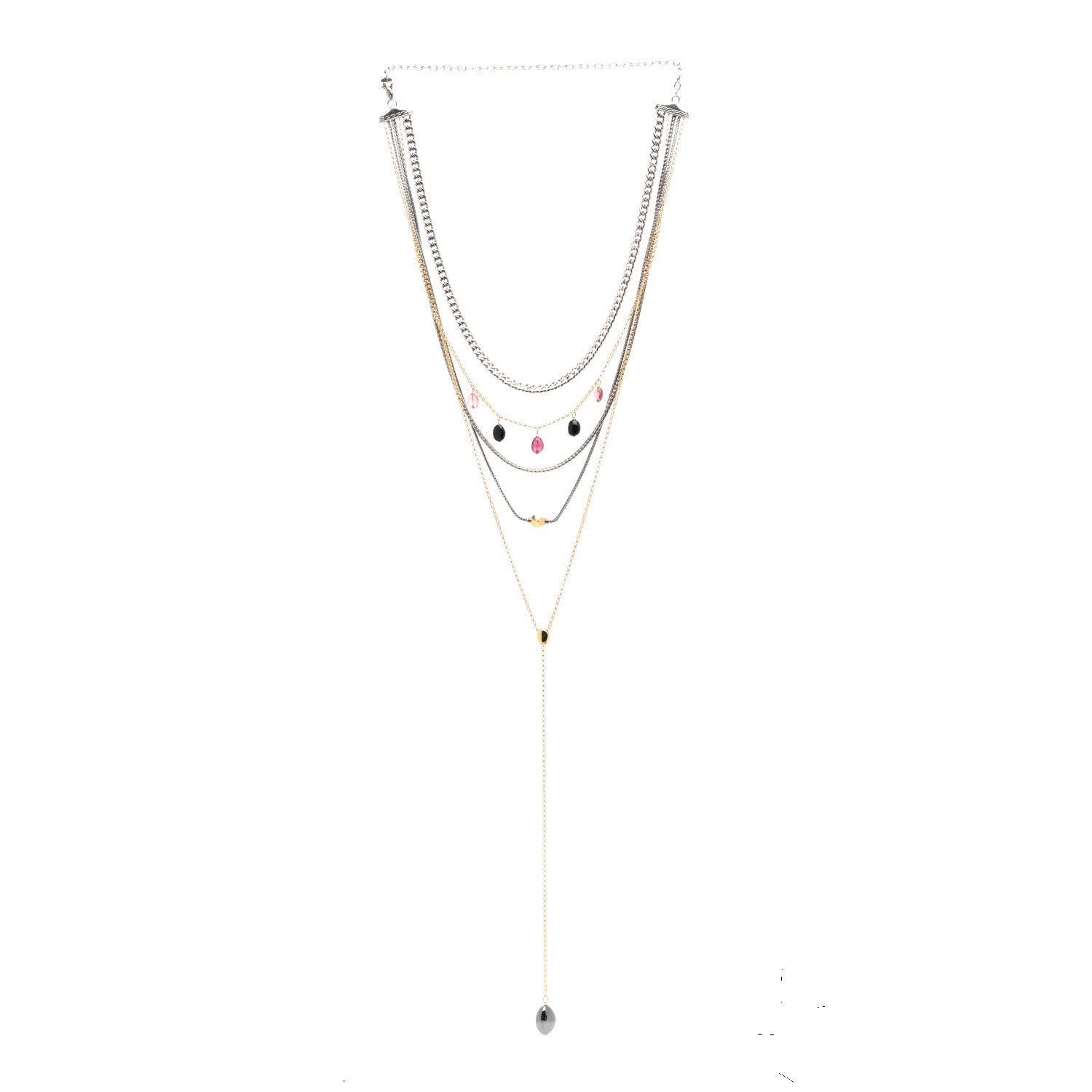 John Hardy Sterling Silver 18K Yellow Gold Multi Gemstone Adwoa Aboah Multi Row Necklace 3 of 4