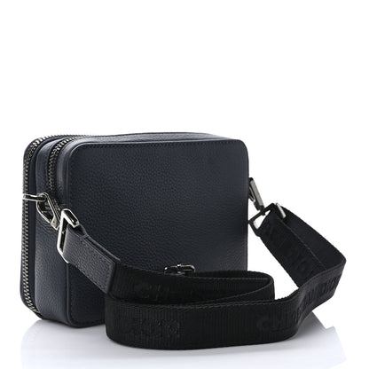 Christian Dior Grained Calfskin Double Zip Crossbody Pouch Blue 3 of 10