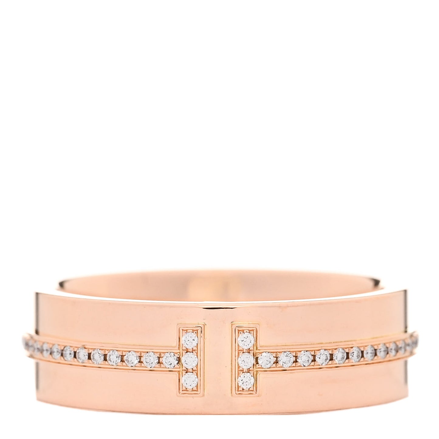 18K Rose Gold Diamond Wide T Two Ring 50 5.5