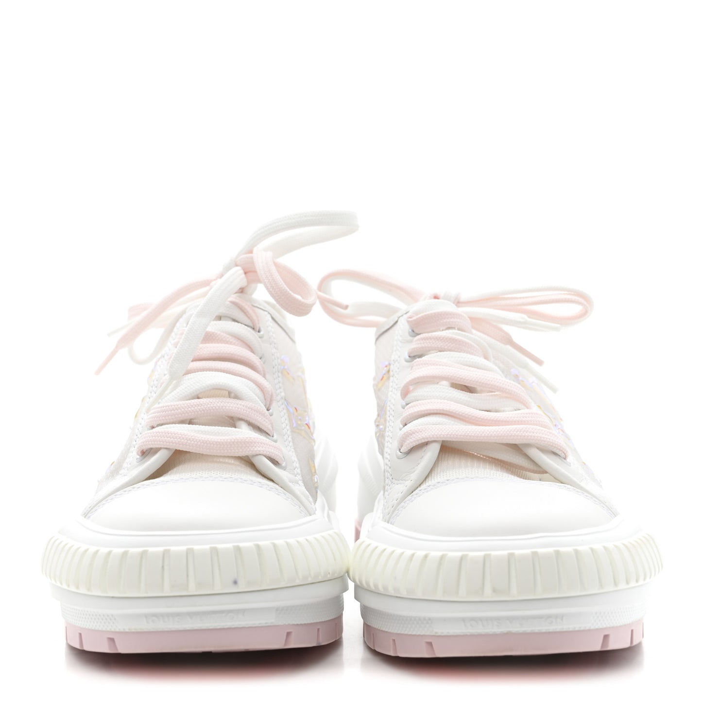 Iridescent Technical Mesh Monogram LV Squad Low Top Sneakers 38.5 Rose Clair