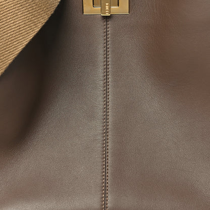 Fendi Vitello Seta Glazed Fabric FF 1974 Medium Peekaboo X-Lite Maya Mogano Panna Maya Mogano Panna 8 of 10